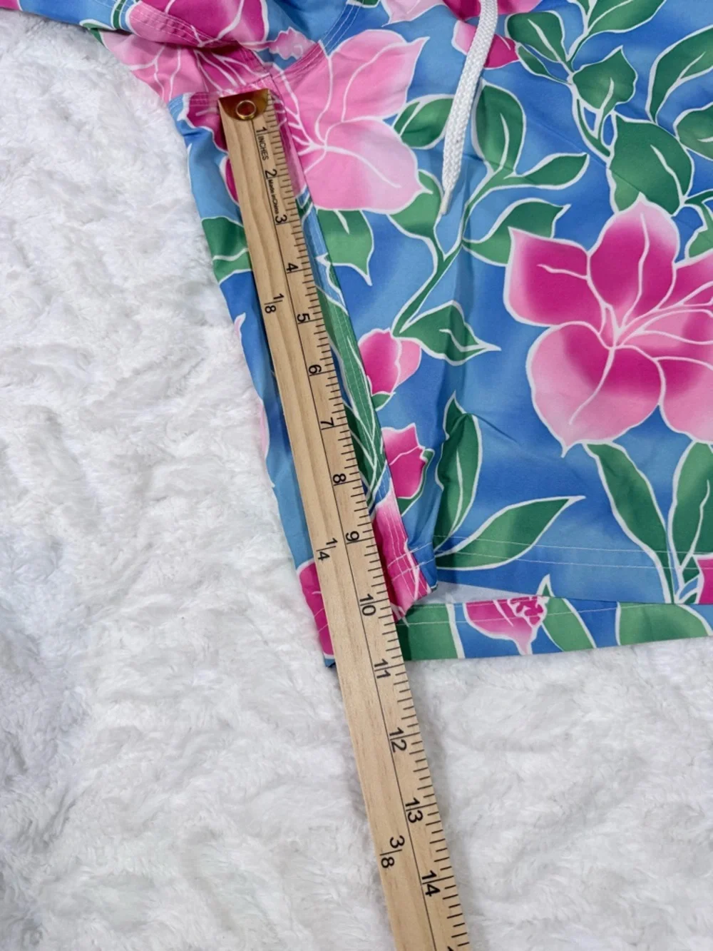 Women’s Blue Floral Swim Board Shorts with Pink Flowers- Size 13 - EUC